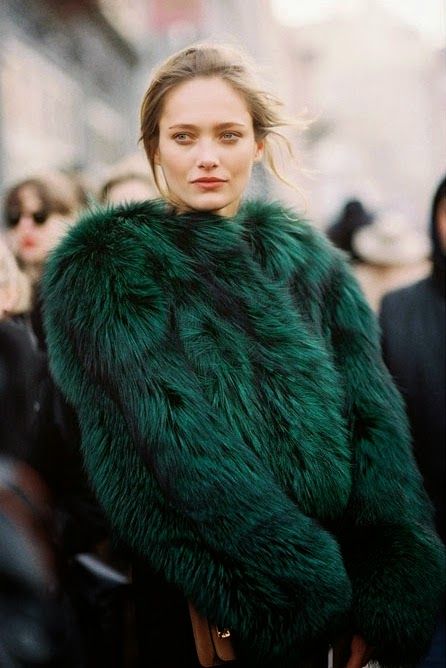 trendy green faux fur coat 