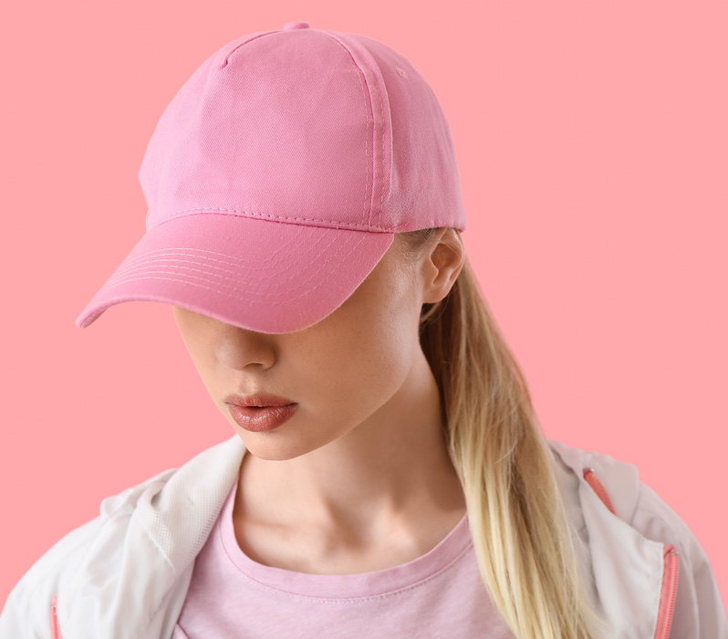 women pink cap 