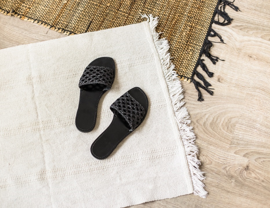 flat black chic braided sandals