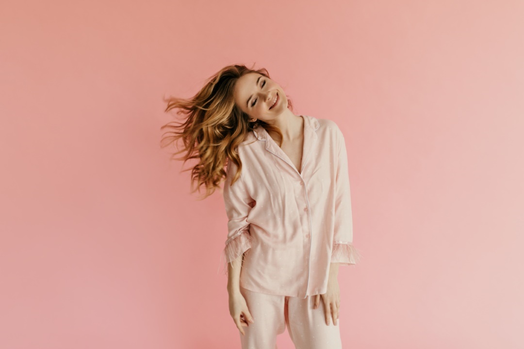 pyjama femme satin rose franges 