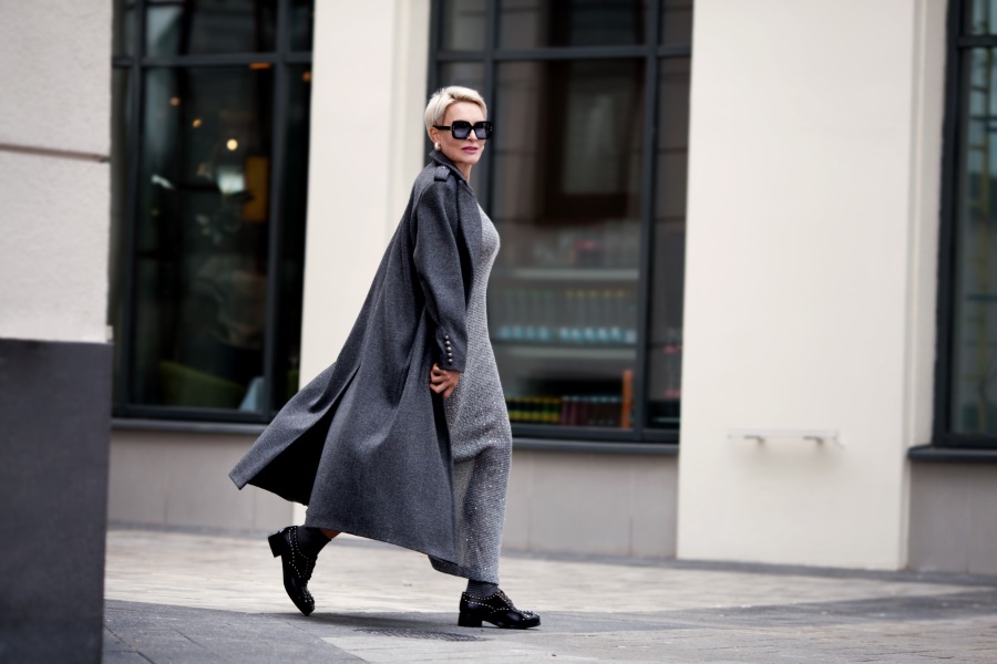 long manteau femme gris